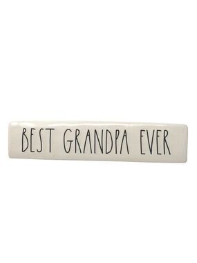 Rae Dunn BEST GRANDPA EVER Ceramic Desk Nameplate Sign Paperweight Office Decor